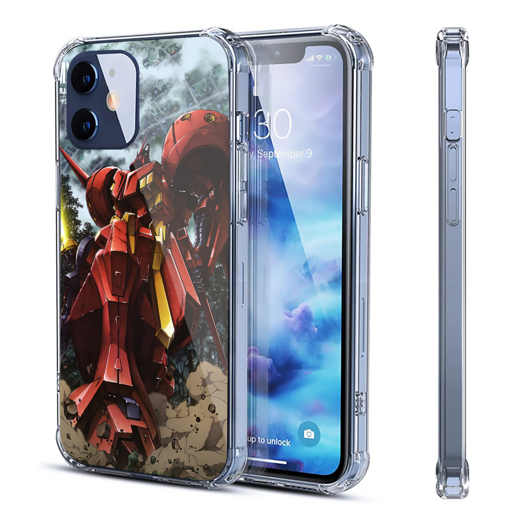（画像用） 機動戦士ガンダム Mobile Suit Gundam 【iPhone 12シリーズ対応】透明スマホケース（クリアソフトケース）